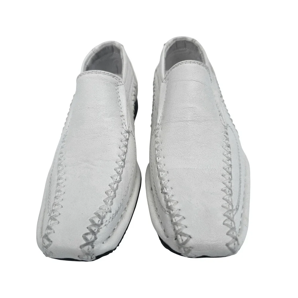 Bonafini Collection Kids White Leather Slip On Loafers 6 Wedding Formal‎ Church
